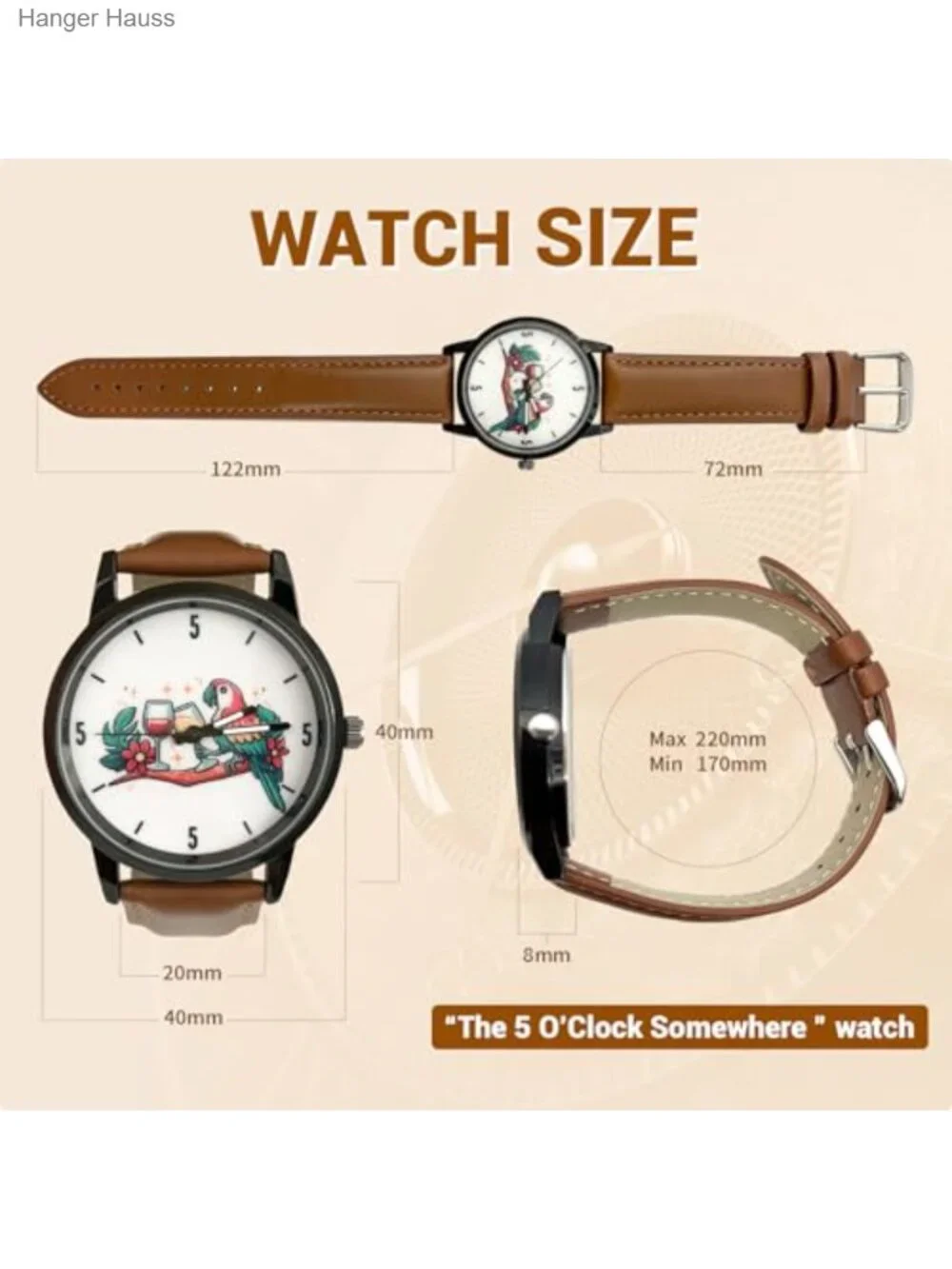 Retro Quartz Leather Watch - It's 5 O'Clock Somewhere Casual Vacation Style